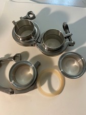 Braçadeira tripla de aço inoxidável + 2 peças de solda de tubo sanitário (conjunto de 3 com juntas extras), usado comprar usado  Enviando para Brazil