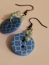 Blue button earrings for sale  DONCASTER