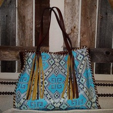 Bolsa tote masculina Kurt grande de couro com franjas e strass em relevo, usado comprar usado  Enviando para Brazil