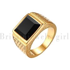 Anel de casamento masculino 13 mm aço inoxidável ônix preto sinete faixa rosa tamanho 7-11 comprar usado  Enviando para Brazil