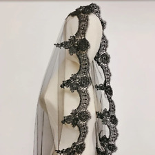 Usado, Cosplay acessórios de casamento cosplay borda de renda preto véu de noiva 1,5*1,5 M de comprimento comprar usado  Enviando para Brazil