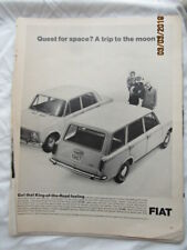 1967 Antigo Original Revista Anúncio Auto Carro FIAT Quest For Space Uma Viagem à Lua comprar usado  Enviando para Brazil