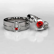 Conjunto de anel de casamento de prata esterlina 925 Star Wars aliança rebelde com rubi redondo comprar usado  Enviando para Brazil