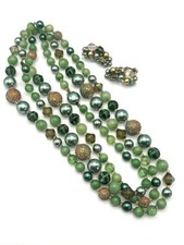 Brincos e colar de escalador vintage de ouro verde com miçangas 50 pol. década de 1950 Japão comprar usado  Enviando para Brazil