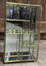 Espelho de mesa vintage de vidro e armário curioso de latão com trava display de bugigangas 10"" comprar usado  Enviando para Brazil