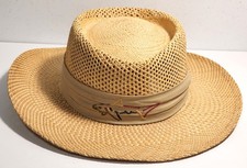 Chapéu de golfe Greg Norman Panamá - Tamanho LG/XL, logotipo tubarão marrom faixa chapéu de sol palha comprar usado  Enviando para Brazil