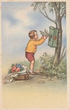 Cartolina illustrata bambino usato  Ticengo