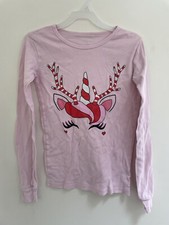 Camiseta TCP infantil meninas unicórnio de Natal rosa vermelho 100% algodão manga longa PJ rosa 12 comprar usado  Enviando para Brazil