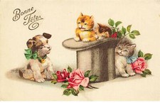 Gatos #MK44922 Buena Fiesta Cachorro Con Cinta Campana Y En Un Sombrero Fle comprar usado  Enviando para Brazil