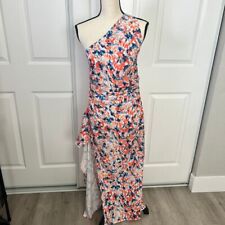 Vestido longo maxi de um ombro azul laranja floral babado assimétrico médio comprar usado  Enviando para Brazil