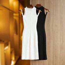Vestido de malha regata feminino skinny sem mangas preto branco roupas casuais comprar usado  Enviando para Brazil