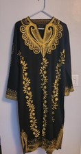 Vestido longo bordado preto e dourado Katan comprar usado  Enviando para Brazil