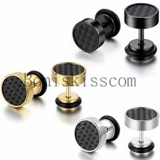 Brincos masculinos femininos de aço inoxidável de fibra de carbono 8 mm redondos com barra 2 peças comprar usado  Enviando para Brazil