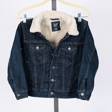 Jaqueta de Caminhoneiro GAP Kids Sherpa Forrada Denim PEQUENA Infantil Tamanho 6-7 Lavagem Escura comprar usado  Enviando para Brazil