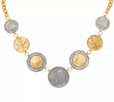 Colar Veronese 18K folheado a moeda de lira 18", prata esterlina folheada a ouro amarelo 18K comprar usado  Enviando para Brazil