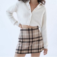 tan black plaid skirt for sale  Elmwood Park