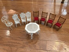 Móveis para casa de bonecas 4 cadeiras de madeira e 4 cadeiras e mesa estilo vime de metal comprar usado Móveis para casa de bonecas 4 cadeiras de madeira e 4 cadeiras e mesa estilo vime de metal comprar usado  Enviando para Brazil