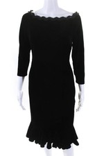 Vestido Miss Look Feminino Veludo Manga Longa Acabamento com Babado Midi Flounce Preto Tamanho 4 comprar usado  Enviando para Brazil