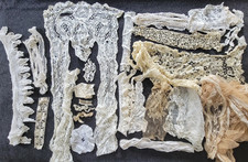 Lote de renda bordado antigo vintage feito à mão agulha renda - cortador de artesanato álbum de recortes comprar usado  Enviando para Brazil