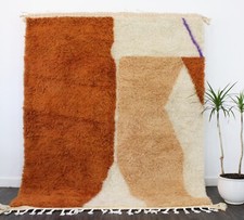 Tapete berbere marrom marroquino feito à mão abstrato Beni Ourain tapete de lã felpudo tapete de área comprar usado  Enviando para Brazil
