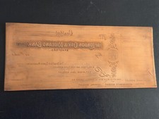 Cheque bancário antigo/antigo/gravura de recibos/placa de impressão de cobre para gravação comprar usado  Enviando para Brazil