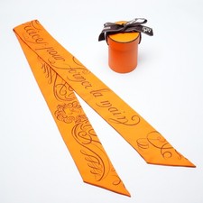 Arranjo de cabelo Hermes Twilly cachecol laranja seda com caixa #T317 comprar usado  Enviando para Brazil