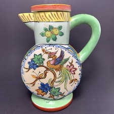 Jarro de água de cabeceira com inserção de copo Japão pássaro e flores arte cerâmica 7" vintage, usado comprar usado  Enviando para Brazil