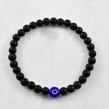 Pulseira masculina elástica elástica grega turca olho mau pedra ágata preta contas comprar usado  Enviando para Brazil