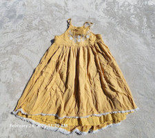 Vestido Joie Little Girls tamanho 7 amarelo bordado com botão nas costas forrado sem mangas comprar usado  Enviando para Brazil