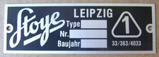 Typenschild stoye leipzig gebraucht kaufen Typenschild stoye leipzig gebraucht kaufen  Hürtgenwald