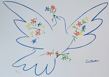 PABLO PICASSO COLOMBE AVEC FLEURS ASSINADO À MÃO NUMERADO LITHO POMBA COM FLORES, usado comprar usado  Enviando para Brazil