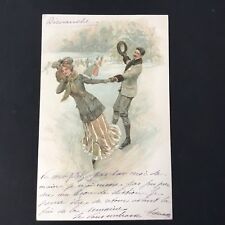 Old postcard skaters d'occasion  Expédié en Belgium