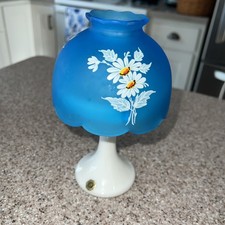 Abajur de fadas vintage Westmoreland pintado à mão floral em vidro fosco azul 7,5" comprar usado  Enviando para Brazil