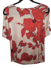 Camisa Chicos Feminina 0 Pequena Bege Laranja Estampa Floral Manga Fria Curta Top, usado comprar usado  Enviando para Brazil