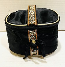 Bolsa pequena de viagem cosmética vintage com zíper oval com alça floral ouro vermelho detalhes em excelente estado usado comprar usado  Enviando para Brazil