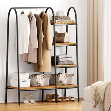 Rack de vestuário de metal DlandHome com prateleiras de MDF de 4 camadas e vara suspensa #R020, usado comprar usado  Enviando para Brazil