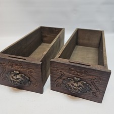 2 gavetas de madeira vintage para máquina de costura de esteira puxadores de metal ~13x5x4 pol., usado comprar usado  Enviando para Brazil