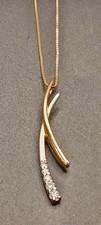 Colar pingente fita diamante 14k 2 tons 18" 2,4 g (GJ249) comprar usado  Enviando para Brazil