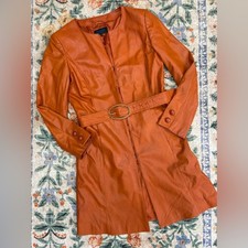 Jaqueta trench coat ESCADA SPORT DESIGNER LUXO COURO DE CORDEIRO VINTAGE LONGLINE 40 comprar usado  Enviando para Brazil