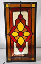 Painel de janela de vidro vintage artesanal. Marcado. Rachadura pequena 20 1/8" X 10 1/2", usado comprar usado  Enviando para Brazil