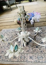 Candelabro vintage chique de ferro fundido com suportes e decoração em forma de íris comprar usado  Enviando para Brazil