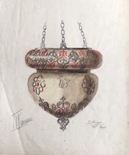 Gran Acuarela Antigua Lámpara De Mezquita Luz Farol Lámpara Islam comprar usado  Enviando para Brazil