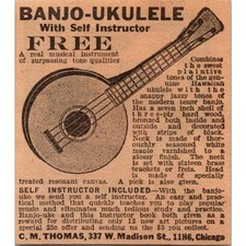 C. M. Thomas Banjo-Ukulele com Auto Instrutor Chicago IL 1926 Anúncio SAI2-M2 comprar usado  Enviando para Brazil