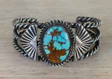 Pulseira vintage Navajo de prata esterlina fio torcido turquesa comprar usado  Enviando para Brazil