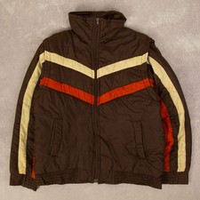 Jaqueta acolchoada vintage anos 80 zíper completo M masculina marrom externa comprar usado  Enviando para Brazil