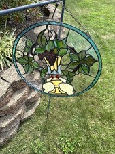 Vitral vintage com chumbo pendurado feito pedestal com frutas comprar usado  Enviando para Brazil