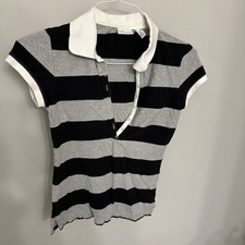 Camiseta polo Aeropostale média manga curta listrada preta e cinza feminina fina  comprar usado  Enviando para Brazil