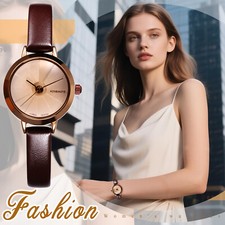 Relógio de pulso feminino retrô casual quartzo pulseira de couro genuíno relógio social simples comprar usado  Enviando para Brazil