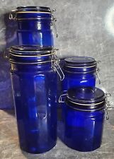 cobalt glass blue 3 canisters for sale  Sacramento