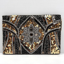 Bolsa de noite bolsa de embreagem envelope com miçangas e lantejoulas preto ouro e prata Adorne comprar usado Bolsa de noite bolsa de embreagem envelope com miçangas e lantejoulas preto ouro e prata Adorne comprar usado  Enviando para Brazil